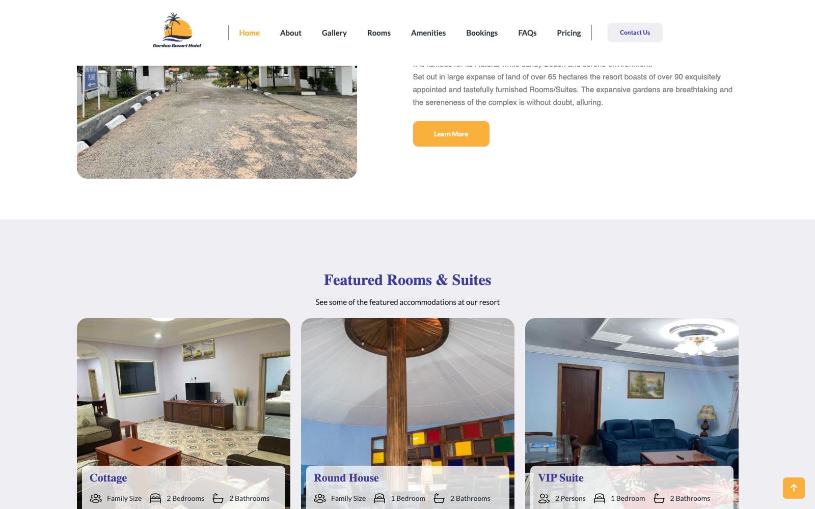 Gordon Resort Hotel website, inner page 1