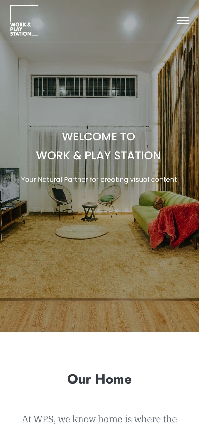 Work & Play Station website on mobile